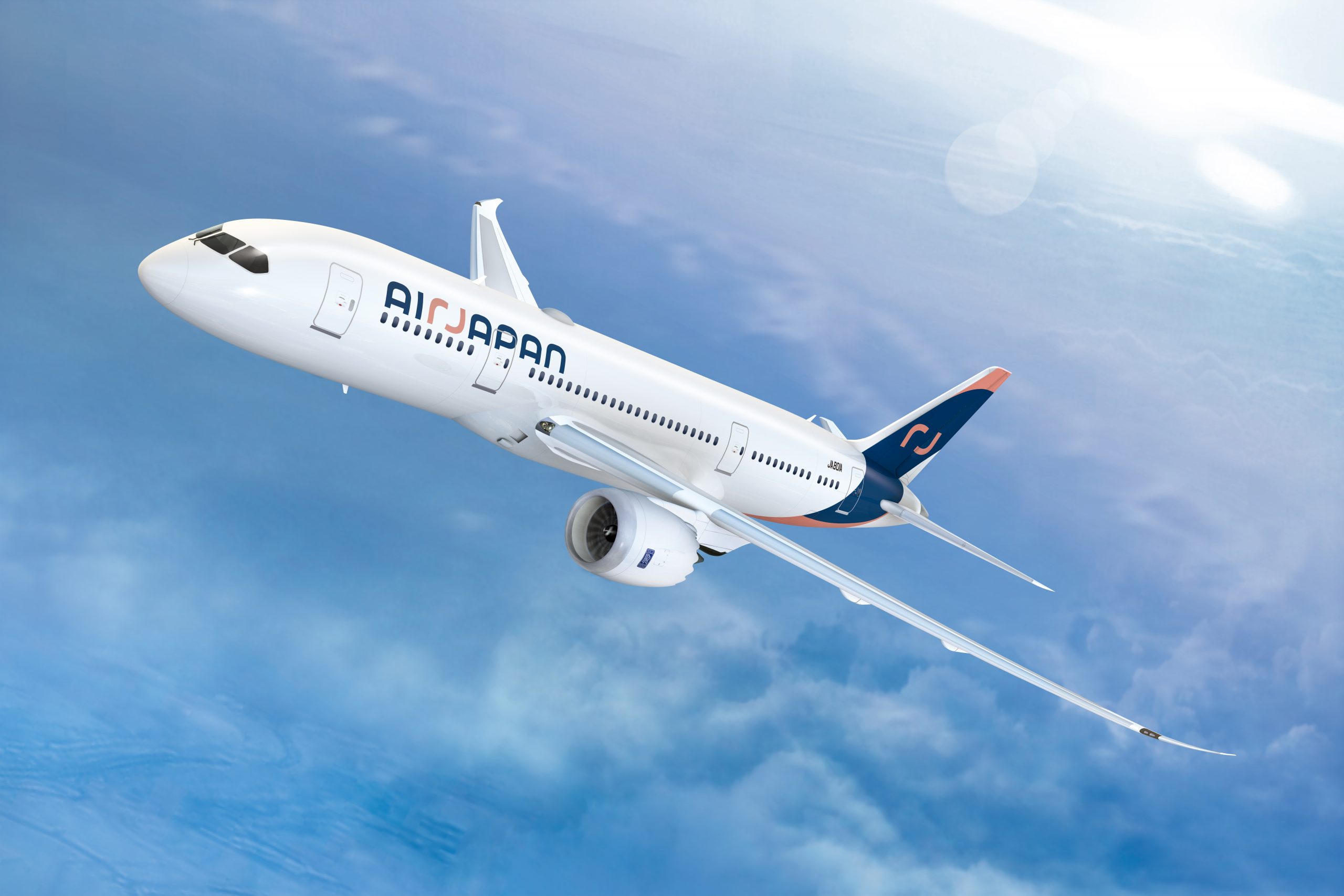 Image of an AirJapan branded aircraft flying in the air